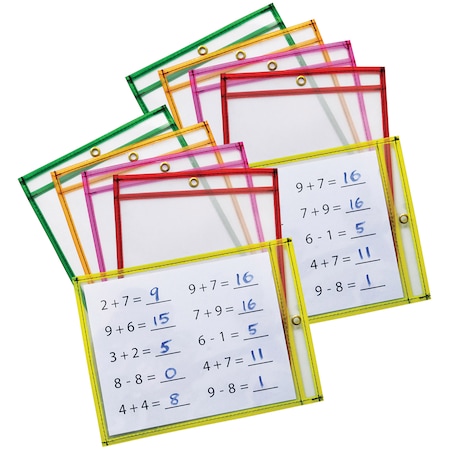 Pacon Dry Erase Pockets, Assorted Neon, 9 x 12, PK20 PAC9896